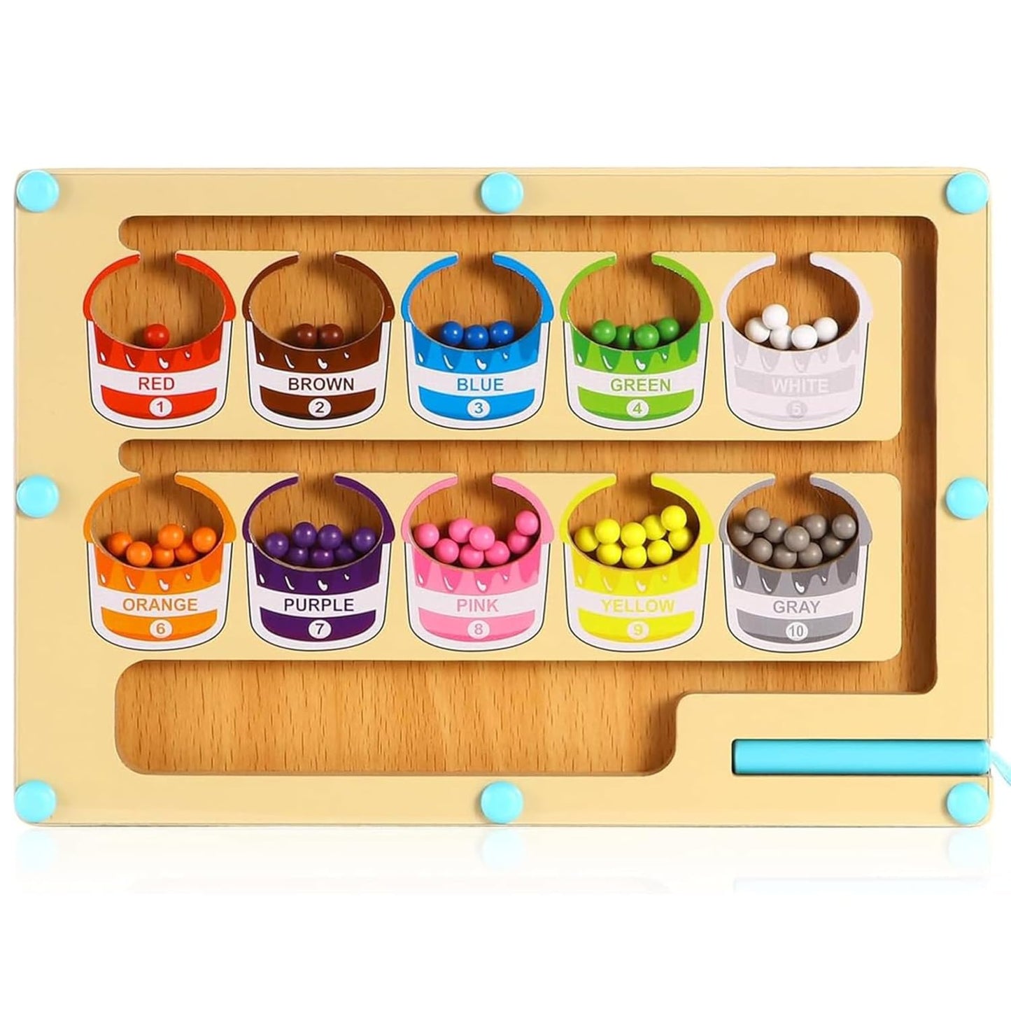 Magnetic Wooden Montessori Counting & Color Learning Board Toy for Kids