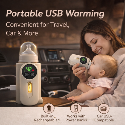 Smart Travel Baby Bottle Heater – USB Rechargeable Milk Warmer for Newborns