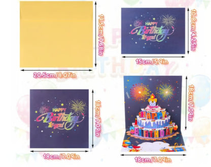 3D Musical Birthday Card with Lights, Music & Pop-Up Fireworks