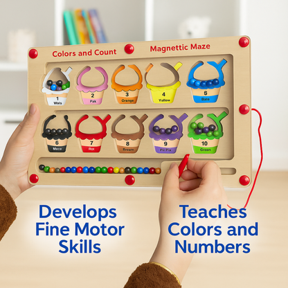 Magnetic Wooden Montessori Counting & Color Learning Board Toy for Kids